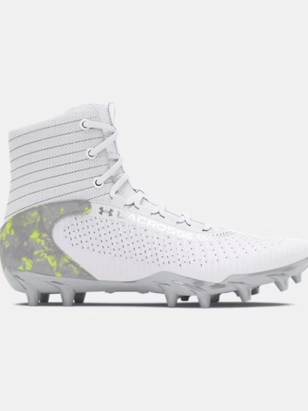 New youth 4.5 or 5 Under Armour highlight 2 MC white/green lacrosse cleats